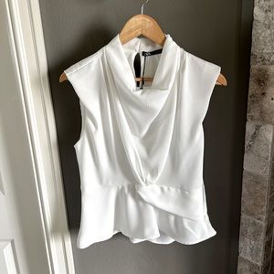 NWT Zara Sleeveless Blouse Top White - Size Medium - New